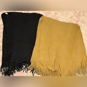 Black and Brown Fringe Shawl Bundle | One Size